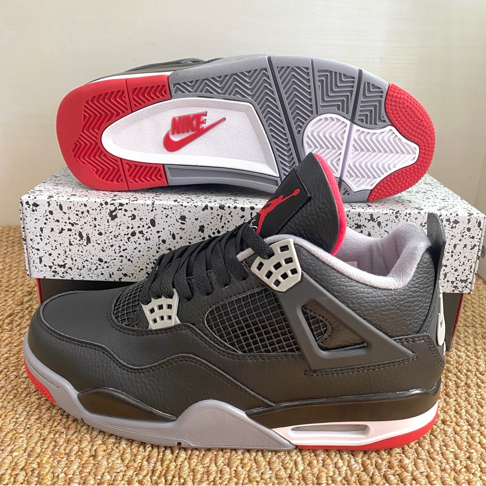 Brand New Retro 4 -Bred Reimagined -Men's Black/ Red Sneakers - Picture 4 of 6